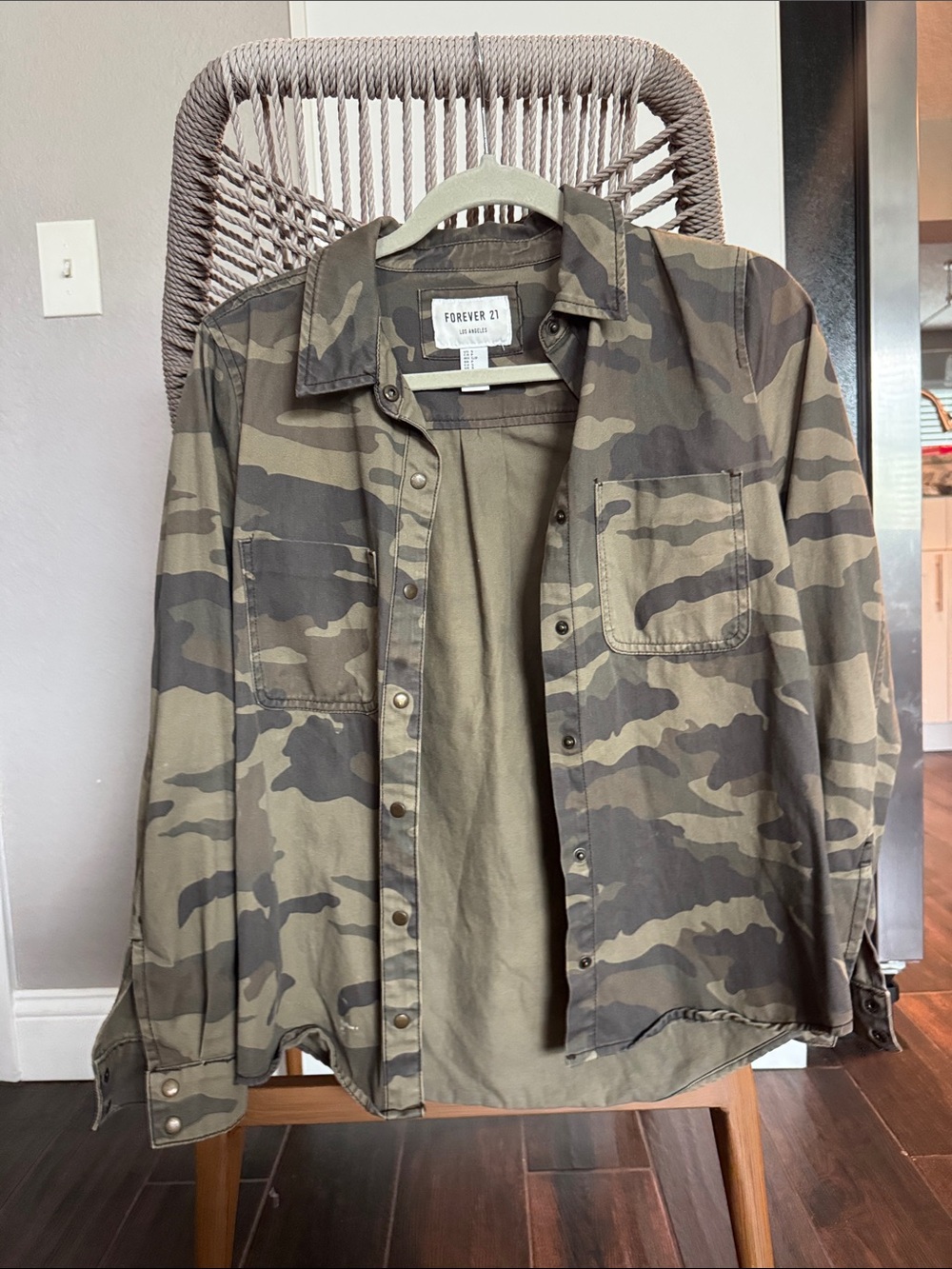Forever 21 Olive & Dark Green Camo Field Shirt Jacket